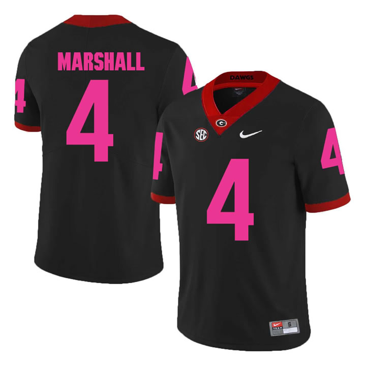 Georgia Bulldogs 4 Keith Marshall Black 2018 Breast Cancer Awareness College Football Jersey DingZhi